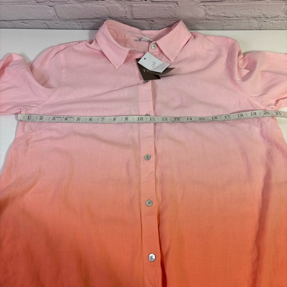 NWT J Jill Linen Blend Pink and Orange Button Down Shirt - Picture 5 of 10